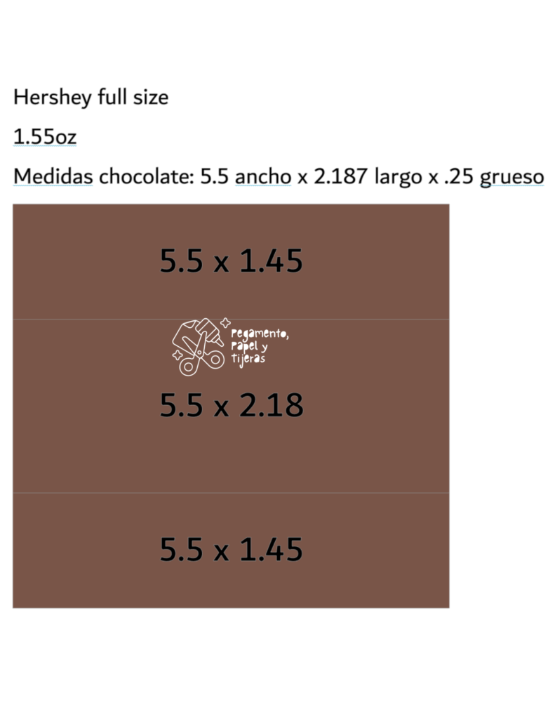 envoltura chocolate medidas