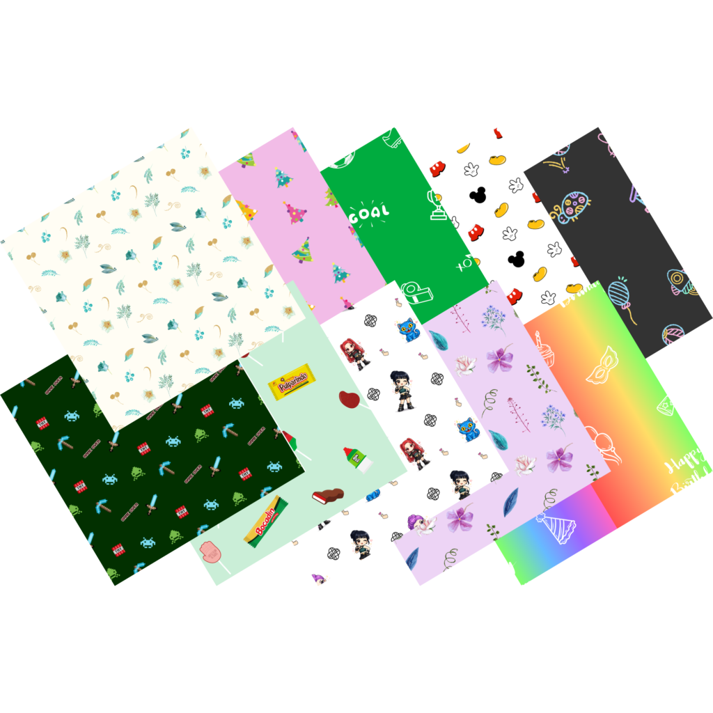 Patrones seamless creados en Canva usando diferentes métodos.