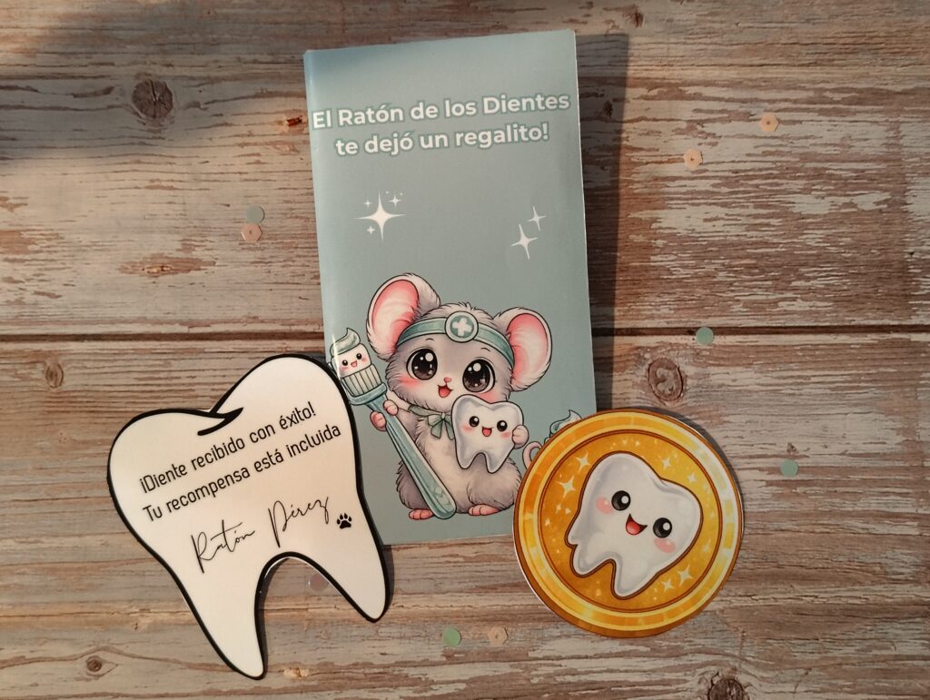 Sobre money holder imprimible con temática del Ratón de los Dientes para guardar dinero, incluye espacio para fecha y número de diente.